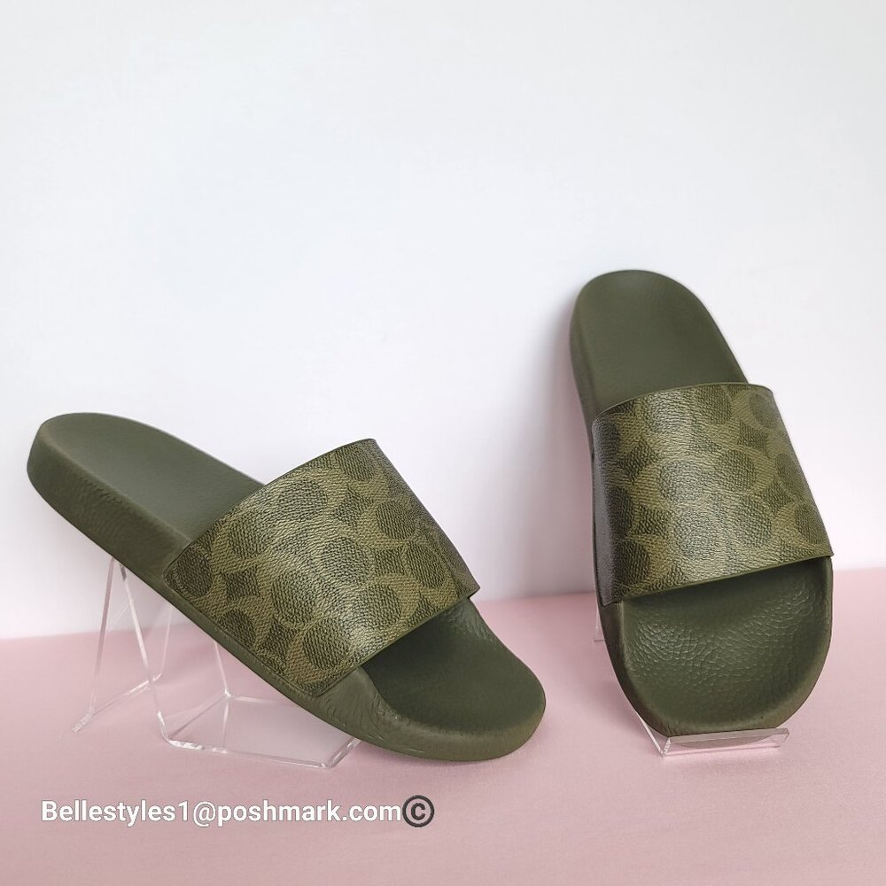 COACH Udele Sport Slide In Signature Canvas - Women's Size 8B- Olive Color ⭐ - Picture 5 of 16